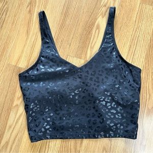 The Gym People Black Leopard Longline Sports Bra Size L